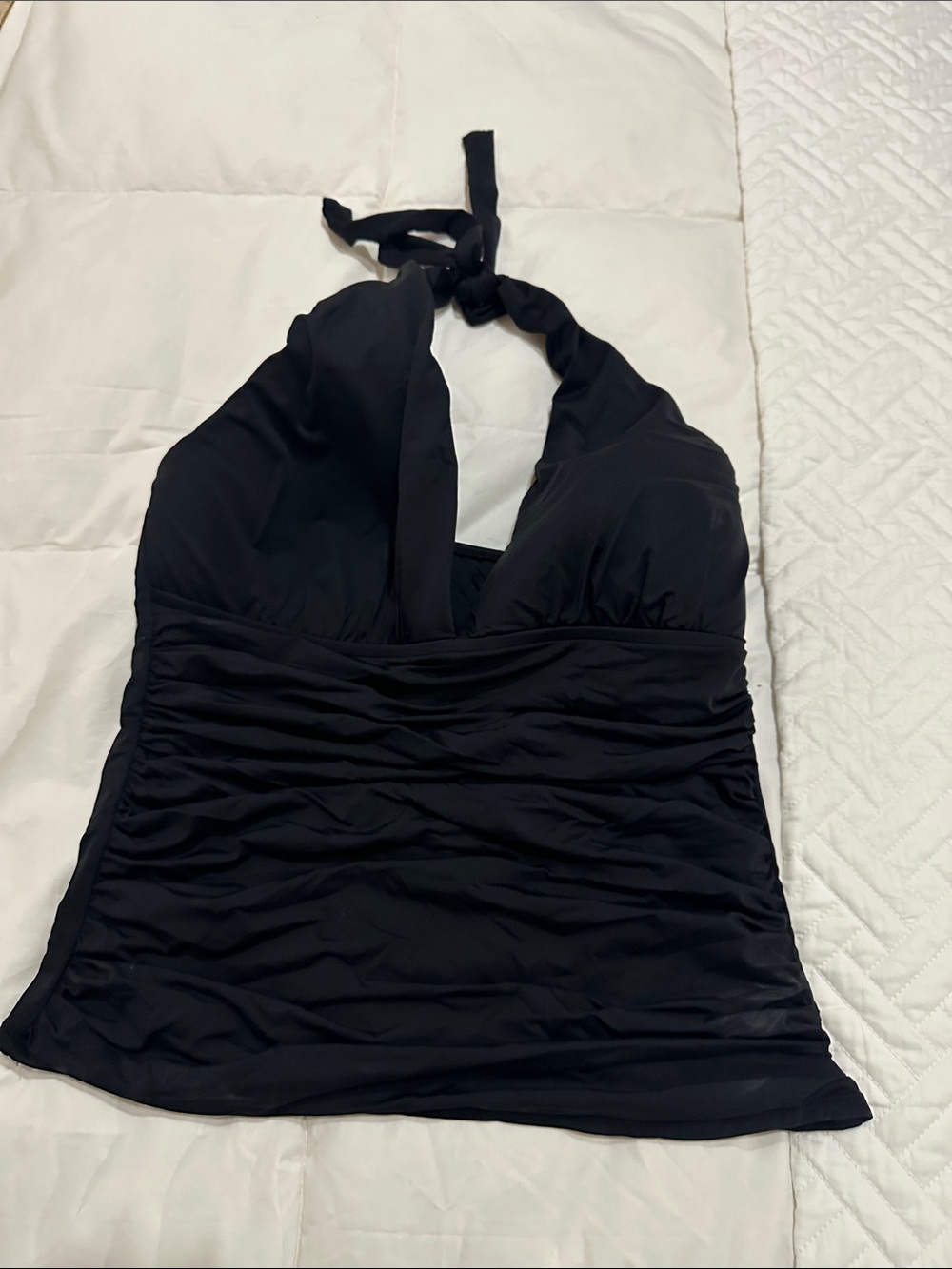 La Blanca Black Halter Ruched Tankini